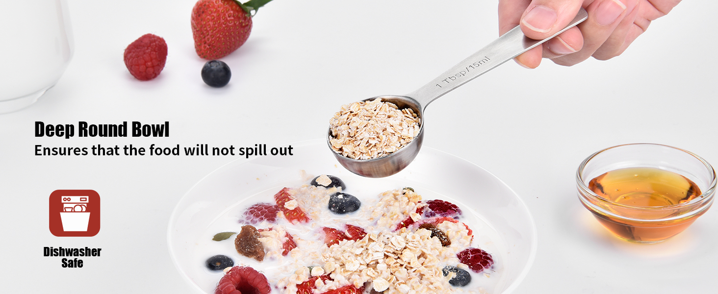 Doosu Measuring Spoons Set of 9-18/8 Stainless Steel Heavy Duty Teaspoons Tablespoons with Engraved Metric & US Measurements, Metal Measure Spoon for Dry and Liquid Ingredients, Dishwasher Safe