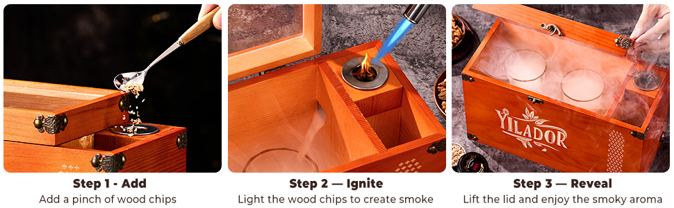 Old Fashioned Smoker Kit – Premium Wooden Gift Box for Whiskey & Cocktails, Electric Fan-Powered 2-in-1 Drink & Food Smoker, Bourbon Whiskey Gift for Men, Complete Set (Smoking Gun Not Required)