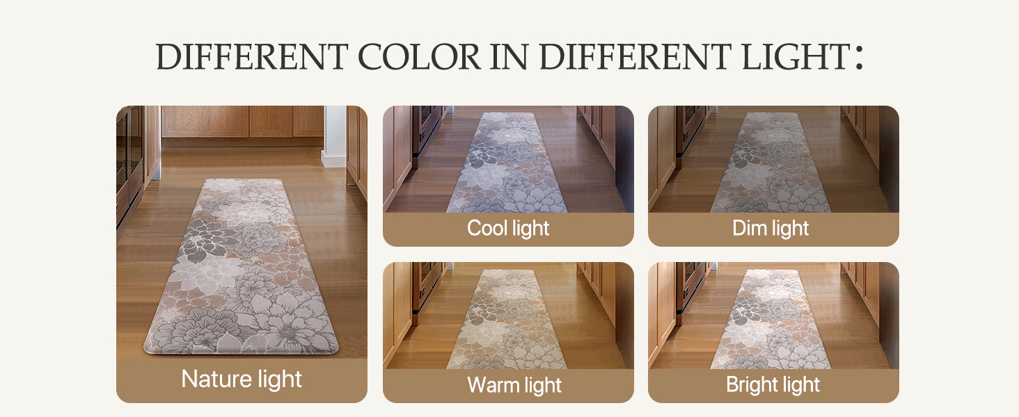 GENIMO Kitchen Mats for Floor, Kitchen Rugs Non Slip Washable Sets of 2, Waterproof Cushioned Anti Fatigue Mat, Floral Runner Rug for Laundry, Sink, Office, Home, 17.3