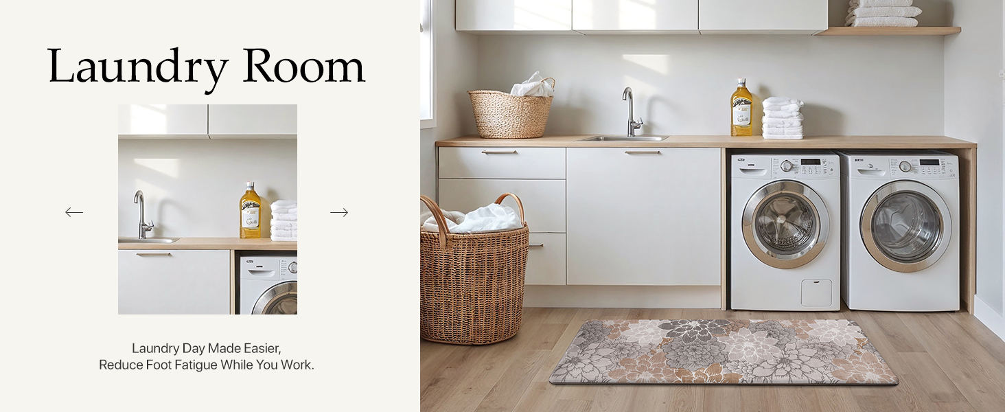 GENIMO Kitchen Mats for Floor, Kitchen Rugs Non Slip Washable Sets of 2, Waterproof Cushioned Anti Fatigue Mat, Floral Runner Rug for Laundry, Sink, Office, Home, 17.3