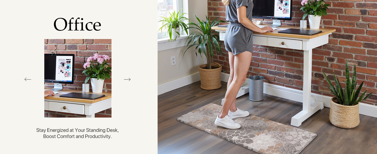 GENIMO Kitchen Mats for Floor, Kitchen Rugs Non Slip Washable Sets of 2, Waterproof Cushioned Anti Fatigue Mat, Floral Runner Rug for Laundry, Sink, Office, Home, 17.3