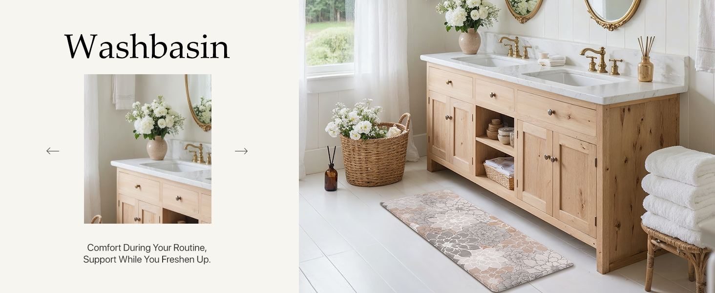 GENIMO Kitchen Mats for Floor, Kitchen Rugs Non Slip Washable Sets of 2, Waterproof Cushioned Anti Fatigue Mat, Floral Runner Rug for Laundry, Sink, Office, Home, 17.3