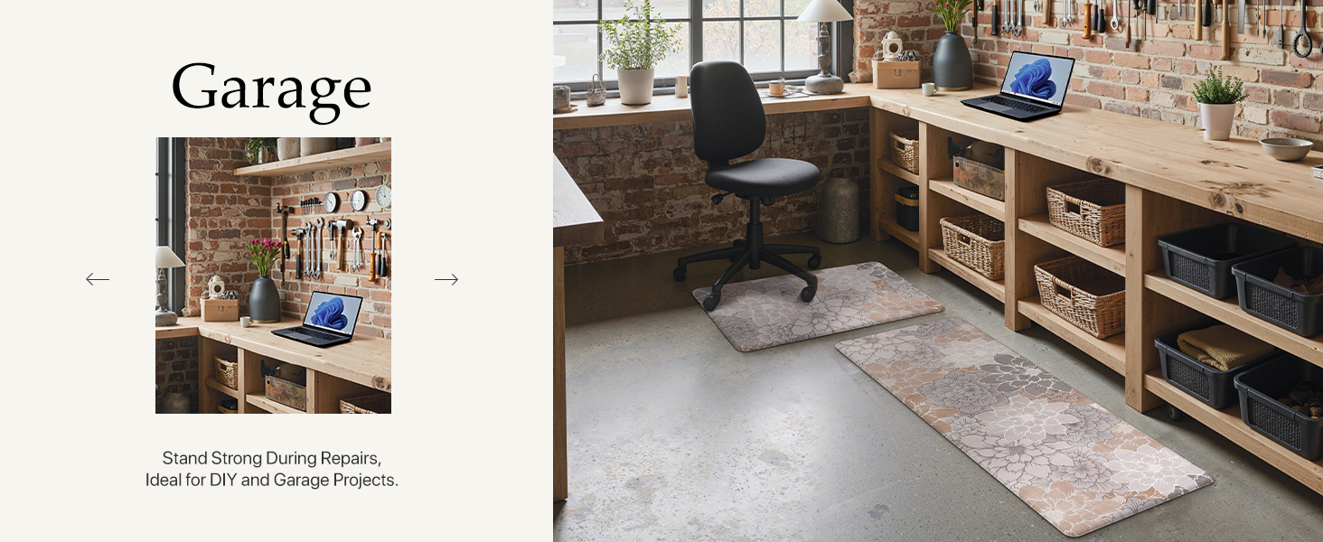 GENIMO Kitchen Mats for Floor, Kitchen Rugs Non Slip Washable Sets of 2, Waterproof Cushioned Anti Fatigue Mat, Floral Runner Rug for Laundry, Sink, Office, Home, 17.3