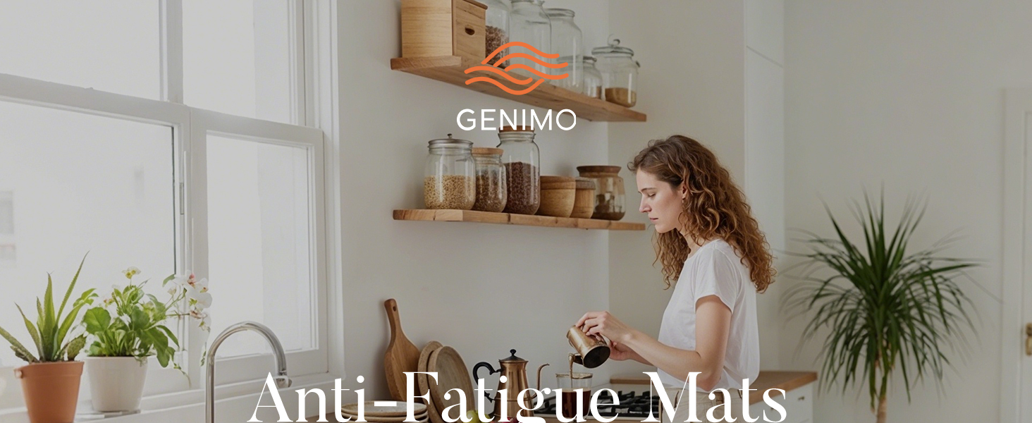 GENIMO Kitchen Mats for Floor, Kitchen Rugs Non Slip Washable Sets of 2, Waterproof Cushioned Anti Fatigue Mat, Floral Runner Rug for Laundry, Sink, Office, Home, 17.3