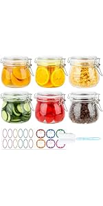 4 Pack 16 OZ Glass Milk Bottles with Lids, Glass Juice Bottles with Scale & Silicone Pour Spout, Reusable Juice Containers Square Drinking Jars for Milk, Coffee, Smoothies, Water