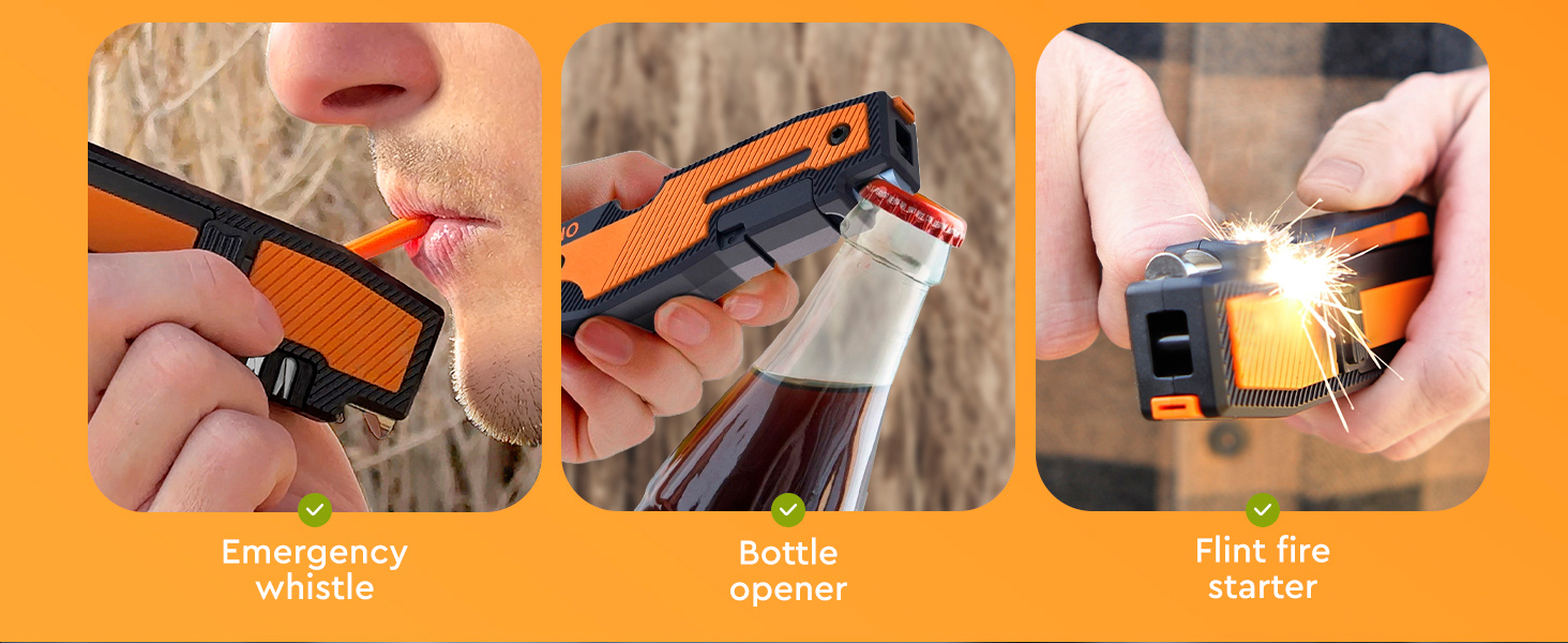 Orange Ninja Pocket Field Knife Sharpener – 8-in-1 Camping & Hunting EDC Knife Sharpener with Guided Diamond Whetstones, Leather Strop, Fire Starter & Diamond Rod