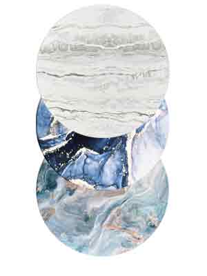 Drink Coasters with Holder 6 Pack, Ceramic Marble Style, Absorbent Abstract Coasters Set, 4in Cup Mat for Any Cups, Home, Living Room Decor, Tabletop-Protection for Coffee Beverage-Navy Blue