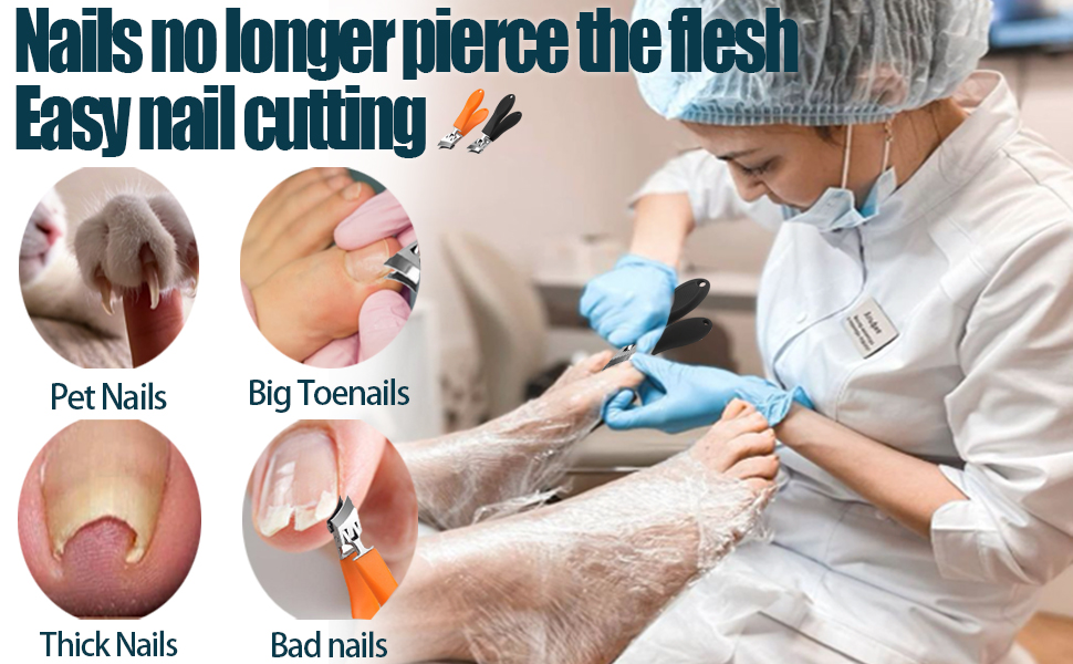 2PCS Wide Jaw Opening Anti-Splash Slanted Nail Clipper,No Splash Nail Trimmer for Men,Slanted Nail Clippers, Ingrown Nail Clippers Wide Jaw Slanted Toenail Clippers for Women and Men(Orange & Black)