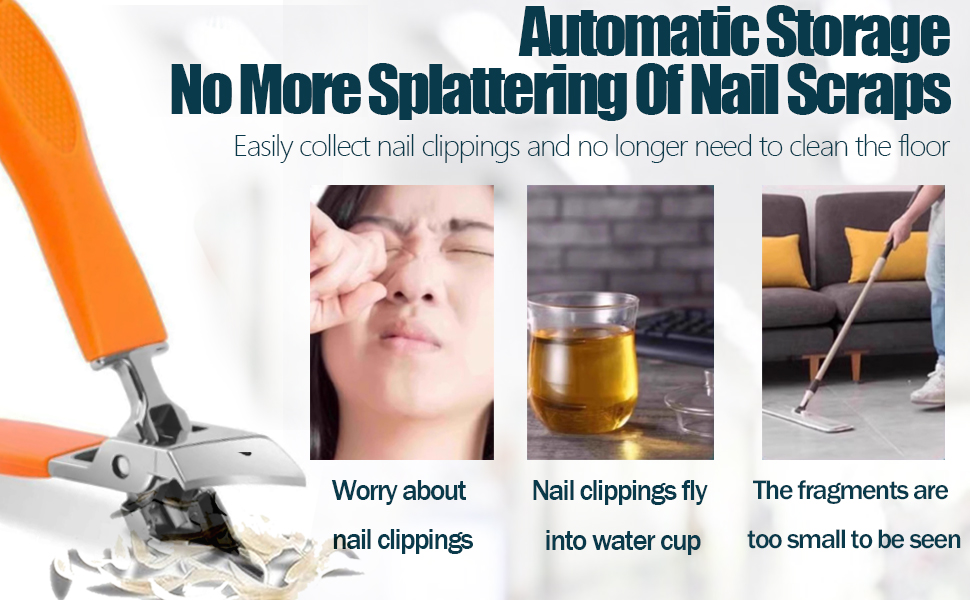 2PCS Wide Jaw Opening Anti-Splash Slanted Nail Clipper,No Splash Nail Trimmer for Men,Slanted Nail Clippers, Ingrown Nail Clippers Wide Jaw Slanted Toenail Clippers for Women and Men(Orange & Black)