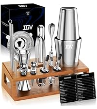 IOV Boston Cocktail Shaker Set, 18oz & 28oz Stainless Steel Weighted Shaker Tins, Metal Martini Drink Mixer for Bartending, Professional Bar Tools with Cocktail Recipe Guide