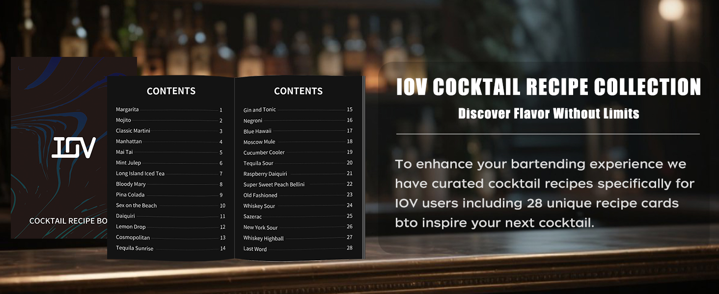 IOV Boston Cocktail Shaker Set, 18oz & 28oz Stainless Steel Weighted Shaker Tins, Metal Martini Drink Mixer for Bartending, Professional Bar Tools with Cocktail Recipe Guide