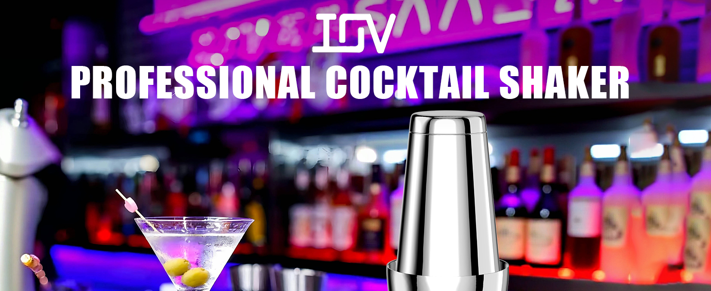 IOV Boston Cocktail Shaker Set, 18oz & 28oz Stainless Steel Weighted Shaker Tins, Metal Martini Drink Mixer for Bartending, Professional Bar Tools with Cocktail Recipe Guide