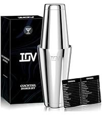 IOV Cocktail Shaker, 24 oz Martini Shaker, Drink Mixer with Built-in Strainer, Professional Stainless Steel Margarita Alcohol Shakers with Cocktail Recipe Guide, Bartender Kit Gifts