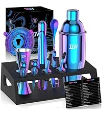 IOV Cocktail Shaker, 24 oz Martini Shaker, Drink Mixer with Built-in Strainer, Professional Stainless Steel Margarita Alcohol Shakers with Cocktail Recipe Guide, Bartender Kit Gifts