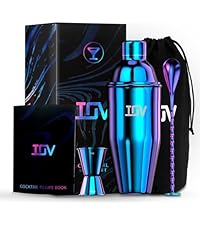 IOV Cocktail Shaker, 24 oz Martini Shaker, Drink Mixer with Built-in Strainer, Professional Stainless Steel Margarita Alcohol Shakers with Cocktail Recipe Guide, Bartender Kit Gifts