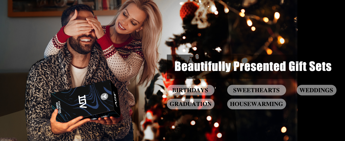 IOV Cocktail Shaker, 24 oz Martini Shaker, Drink Mixer with Built-in Strainer, Professional Stainless Steel Margarita Alcohol Shakers with Cocktail Recipe Guide, Bartender Kit Gifts