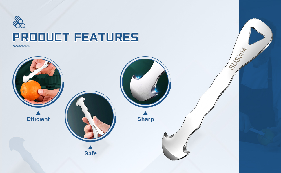 Stainless Steel Citrus Peeler Tool – Orange Peeler for Kitchen, Lemon Peeler, Grapefruit Peeler, Effortless Fruit Peeler with Sharp Blade, Ergonomic Grip, Rust-Resistant, Easy Storage