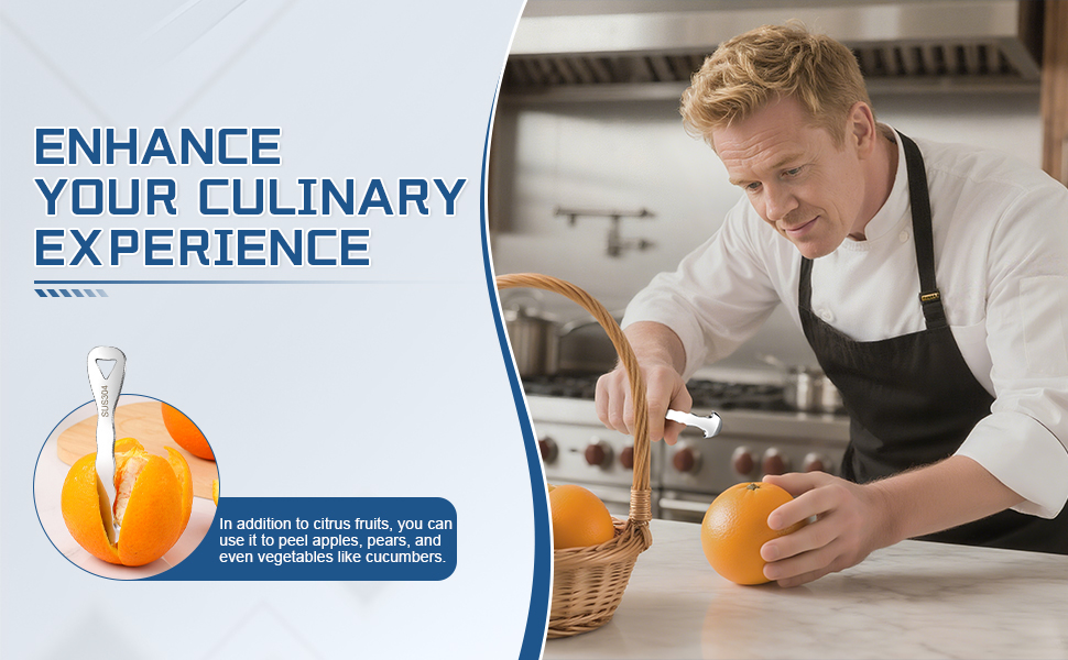 Stainless Steel Citrus Peeler Tool – Orange Peeler for Kitchen, Lemon Peeler, Grapefruit Peeler, Effortless Fruit Peeler with Sharp Blade, Ergonomic Grip, Rust-Resistant, Easy Storage