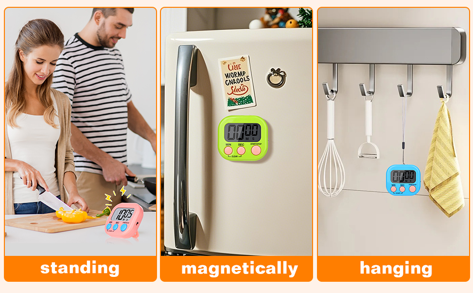 12 Pack Digital Kitchen Timers for Cooking, Small Magnetic Countdown Classroom Timers for Teachers Kids, Big Digits Loud Alarm Backing Stand Timer for Kitchen, Shower, Study, Work, Exercise Training