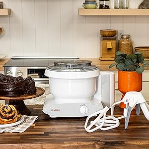 Bosch Blender Bundle - White Universal Plus Mixer, Dough Hook Extender, and Blender