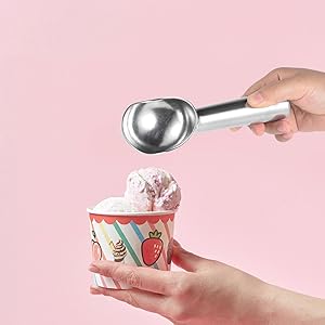 Aluminum Ice Cream Scoop, Large Ice Cream Scooper, Silver, Comfortable to Hold, Lightweight