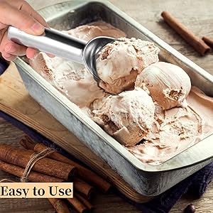 Aluminum Ice Cream Scoop, Large Ice Cream Scooper, Silver, Comfortable to Hold, Lightweight