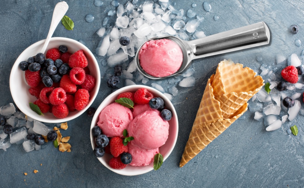 Aluminum Ice Cream Scoop, Large Ice Cream Scooper, Silver, Comfortable to Hold, Lightweight