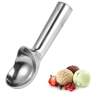 Aluminum Ice Cream Scoop, Large Ice Cream Scooper, Silver, Comfortable to Hold, Lightweight