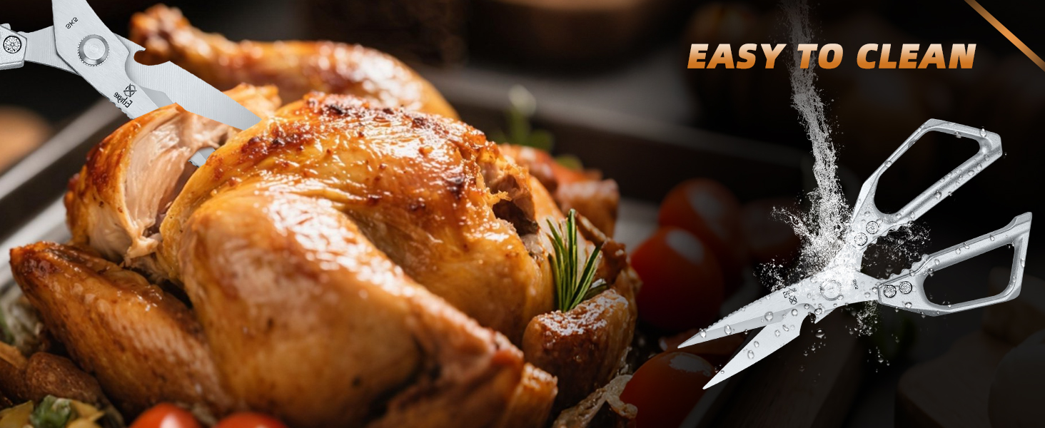 Kitchen Scissors Set - Heavy Duty Japanese Style, Dishwasher Safe, All Purpose Meat Cutting Shears, Sharp Food Scissors for Chicken Bones, Turkey, Fish & Vegetables