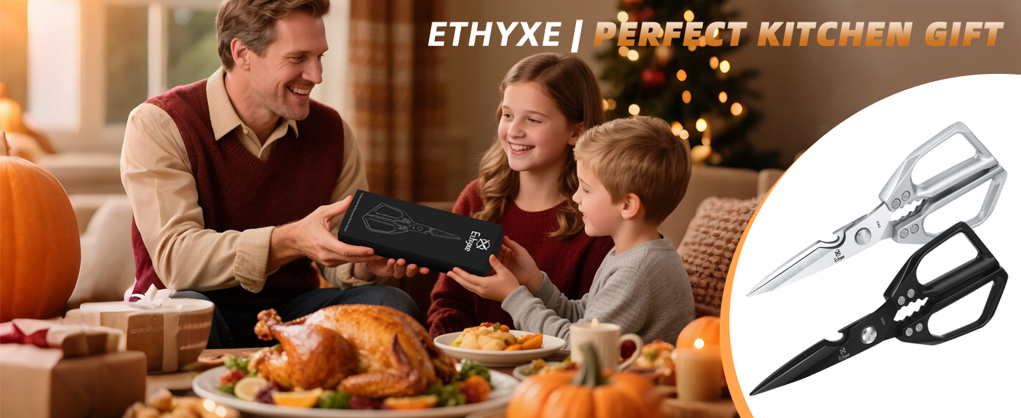 Kitchen Scissors Set - Heavy Duty Japanese Style, Dishwasher Safe, All Purpose Meat Cutting Shears, Sharp Food Scissors for Chicken Bones, Turkey, Fish & Vegetables