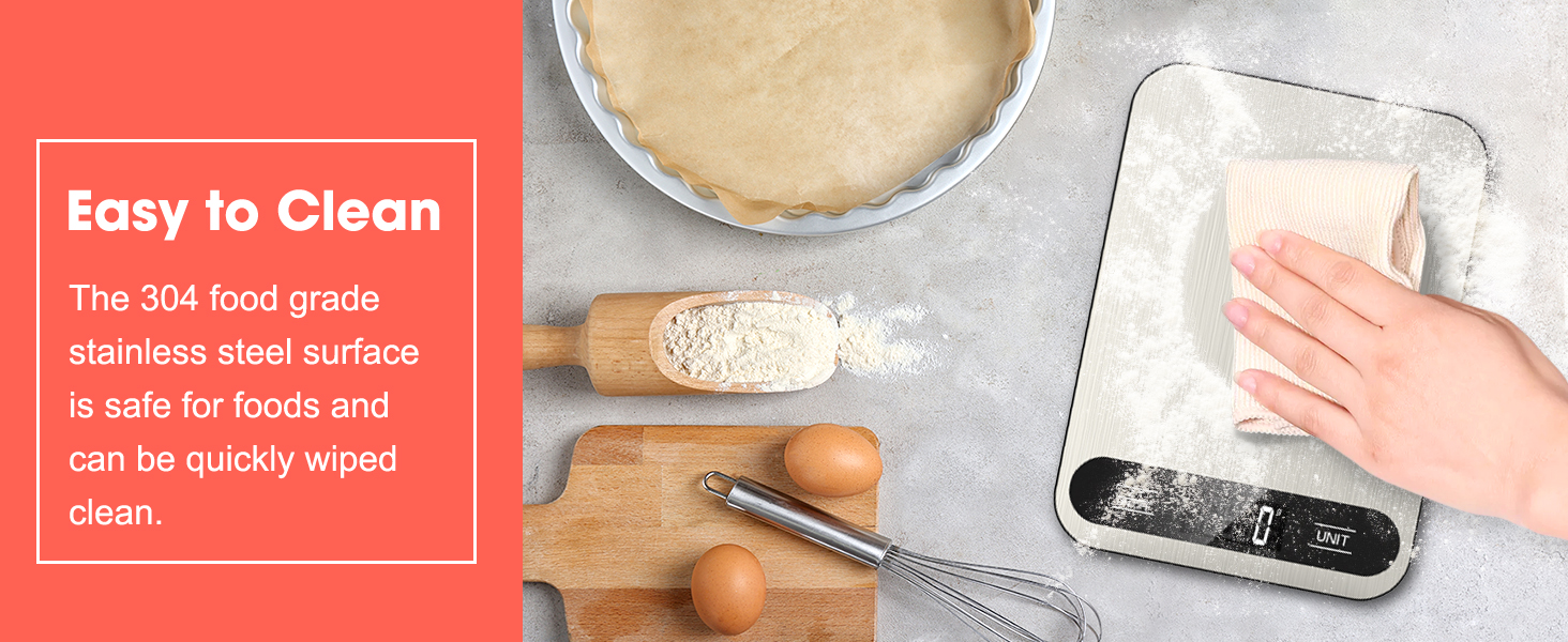 Mik-Nana Food Scale, 22lb Digital Kitchen Scale with 6 Units Tare Function & LCD Display, Stainless Steel Weight Grams and Ounces for Baking, Cooking and Meal Prep (Batteries Included)