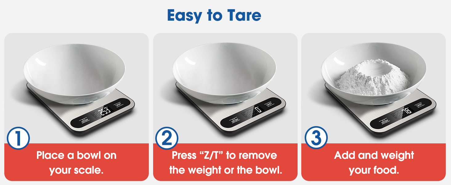 Mik-Nana Food Scale, 22lb Digital Kitchen Scale with 6 Units Tare Function & LCD Display, Stainless Steel Weight Grams and Ounces for Baking, Cooking and Meal Prep (Batteries Included)