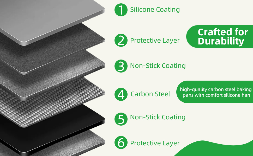 11-Piece Nonstick Baking Pans Set - Professional Grade Carbon Steel Bakeware with Premium Coating- Dishwasher Safe, Stackable, Oven Safe to 450°F (Black)