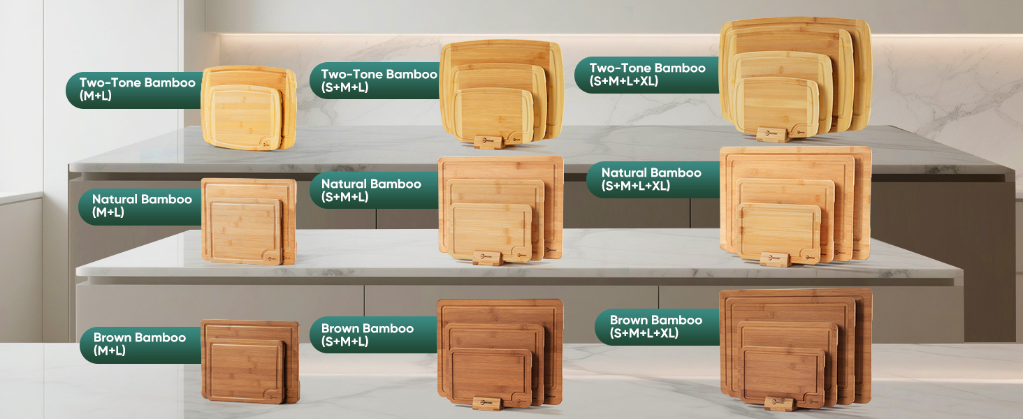 Bamboo Cutting Board, Non Slip Wood Cutting Boards for Kitchen 3 Packs Holder and Over Sink Nice Solid Thick Durable Cutting Boards for Kitchen Large Small Vegetables Fruits Kitchen Gifts (Carbonized)