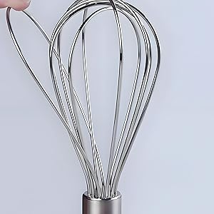 10-inch stainless steel whisk, suitable for mixing batter, whipping cream and mixing seasonings (304 egg beater steel wire thickened)