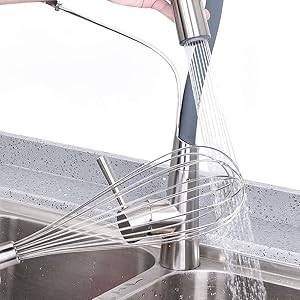10-inch stainless steel whisk, suitable for mixing batter, whipping cream and mixing seasonings (304 egg beater steel wire thickened)