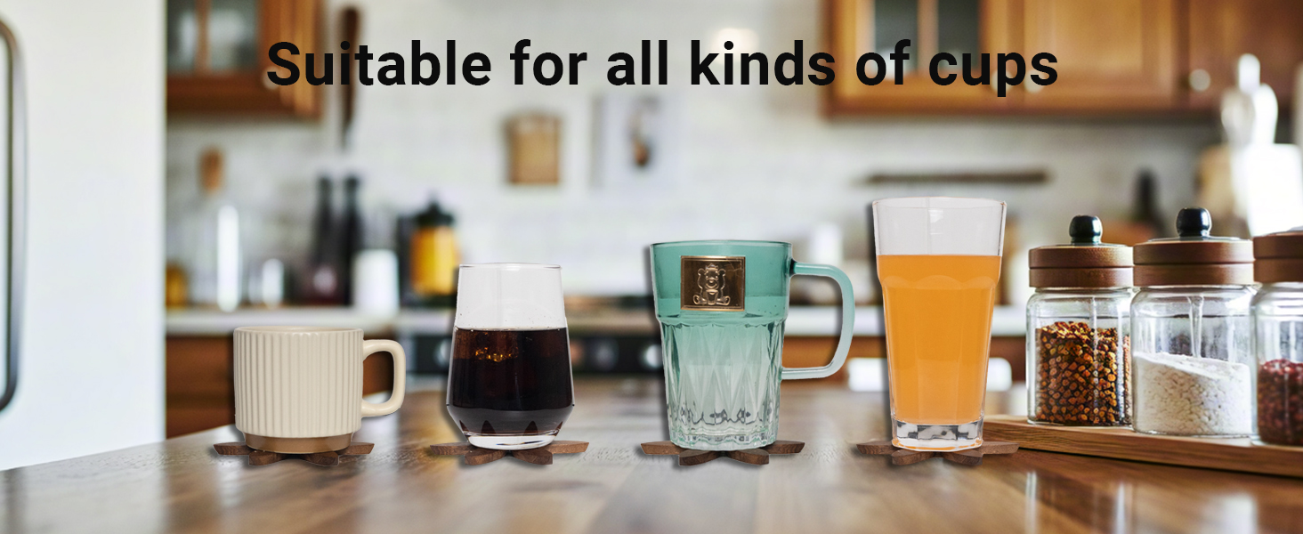 Yuoyar Coasters, Wooden Tree-Shaped sapele Wood Drink Coasters Set for Coffee Table, Kitchen Table Decor