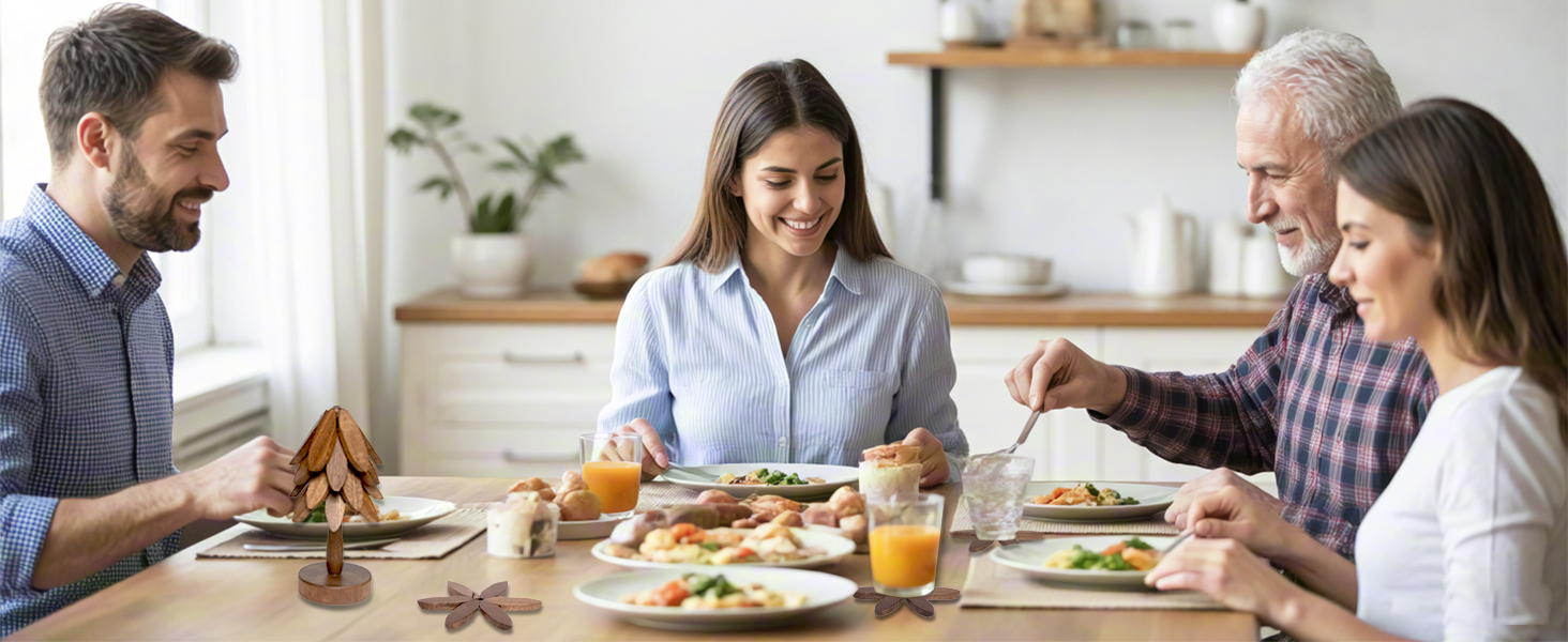 Yuoyar Coasters, Wooden Tree-Shaped sapele Wood Drink Coasters Set for Coffee Table, Kitchen Table Decor