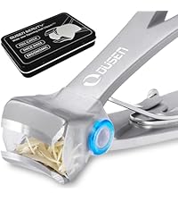 Nail Clippers with Catcher - Anti Splash Wide Jaw Opening Thick Toenail Clippers for Seniors | Self-Collecting Fingernail Cutter Heavy Duty Toe Nail Clippers for Men & Women | Silver | L