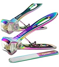 Nail Clippers with Catcher - Anti Splash Wide Jaw Opening Thick Toenail Clippers for Seniors | Self-Collecting Fingernail Cutter Heavy Duty Toe Nail Clippers for Men & Women | Silver | L