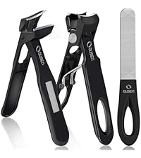 Nail Clippers with Catcher - Anti Splash Wide Jaw Opening Thick Toenail Clippers for Seniors | Self-Collecting Fingernail Cutter Heavy Duty Toe Nail Clippers for Men & Women | Silver | L
