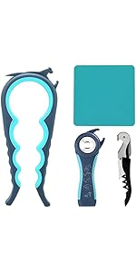 Otstar Jar Opener Bottle Opener and Can Opener for Weak hands, Seniors with Arthritis and Anyone with Low Strength, Mutil Jar Opener Get Lids Off Easily (Black and Red)