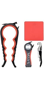 Otstar Jar Opener Bottle Opener and Can Opener for Weak hands, Seniors with Arthritis and Anyone with Low Strength, Mutil Jar Opener Get Lids Off Easily (Black and Red)