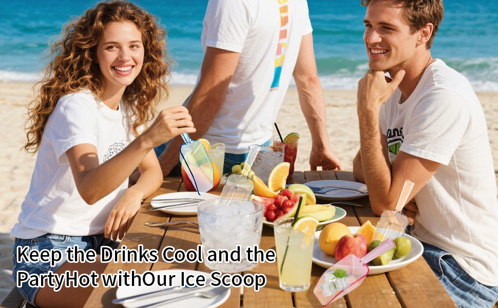 12 Pcs Clear Plastic Ice Scoop, Medium Multi Purpose Plastic Ice Scoop Sets, Ices Cube Scoops for Freezer Ices Machine Dry Goods Canisters Candy Buffet Kitchen Food Coffee Wedding Desserts(6.7 Inch)