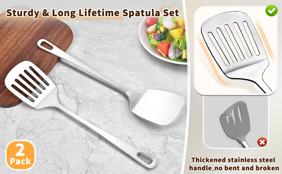 Meat Cooking Fork, Silicone Stainless Steel Meat Cooking Fork, Heavy Duty Metal Cooking Fork for Kitchen Use, High Heat Resistant Cooking Utensils for Meat BBQ, Dishwasher Safe, Easy to Clean, Silver