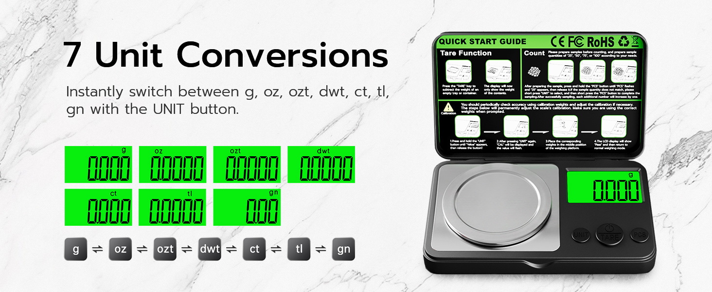 Wigearss Digital Milligram Scale 50g x 0.001g, Mini Precision Scale with Tare weight Function,Calibration Weight ＆ Backlit LCD Display, Pocket Micro Scale for Weighing Powder, Gold, Jewelry, Mini Food