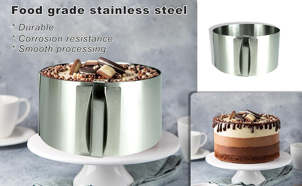High 15cm Cake Rings High Acetate Cake Collar Set - Adjustable 6 to12 Inches Stainless Steel Baking Rings Round Molds with 6.3inchx394inch Clear Acetate Sheets Roll for Baking Pastry