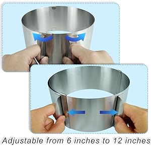 High 15cm Cake Rings High Acetate Cake Collar Set - Adjustable 6 to12 Inches Stainless Steel Baking Rings Round Molds with 6.3inchx394inch Clear Acetate Sheets Roll for Baking Pastry
