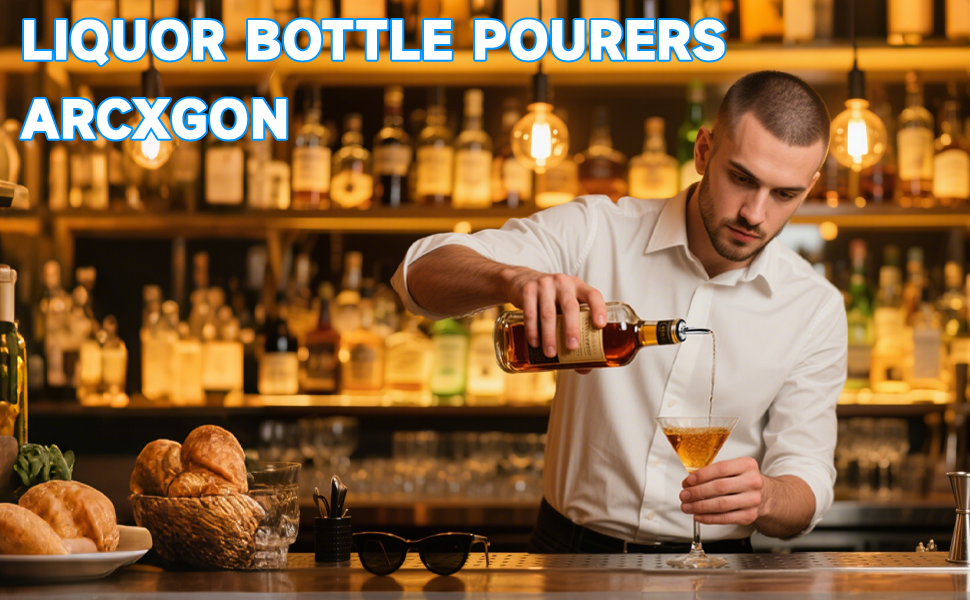 6PCS Stainless Steel Liquor Bottle Pourers,Oil Bottle Spouts for Liquor with 6 Adapters, Oil Pourer Spout with Rubber Dust Caps, Olive Oil Dispenser Spout for Alcohol, Wines, Spirits,Coffee