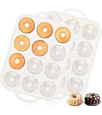 Vinino Silicone Mini Fluted Tube Cake Pans with Metal Reinforced Frame, 12-Cavity Mini Flan Molds, Non-stick Cupcakes Pans for Baking, Donuts, Muffins, Cornbread, Brownies, Jellies